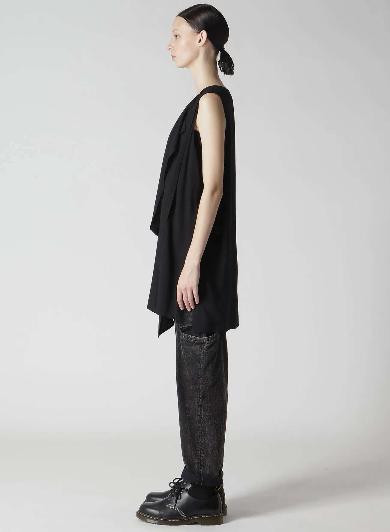 RAYON CAMBRIC FRONT DOUBLE DRAPE BLOUSE