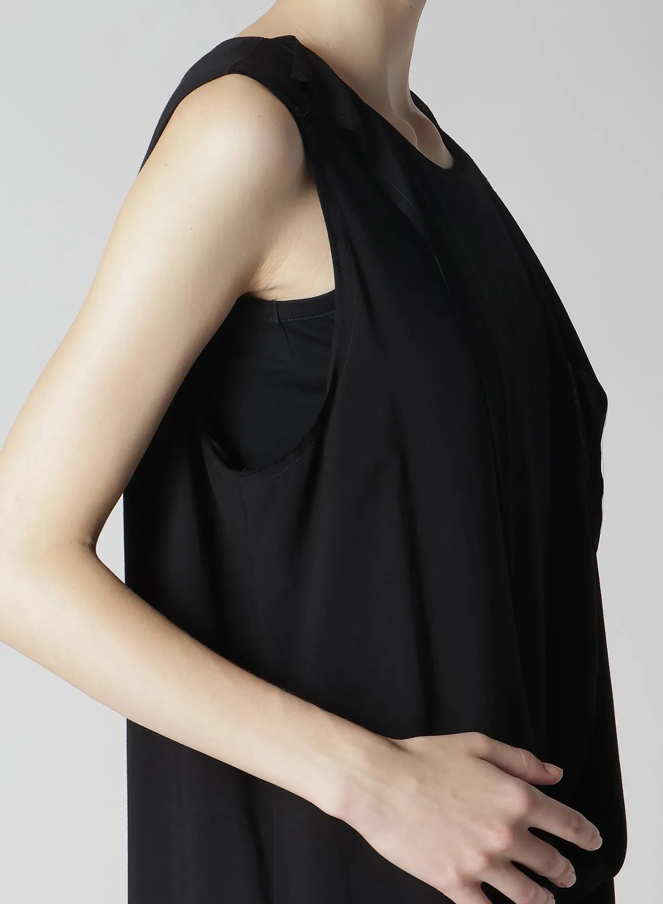 RAYON CAMBRIC FRONT DOUBLE DRAPE BLOUSE