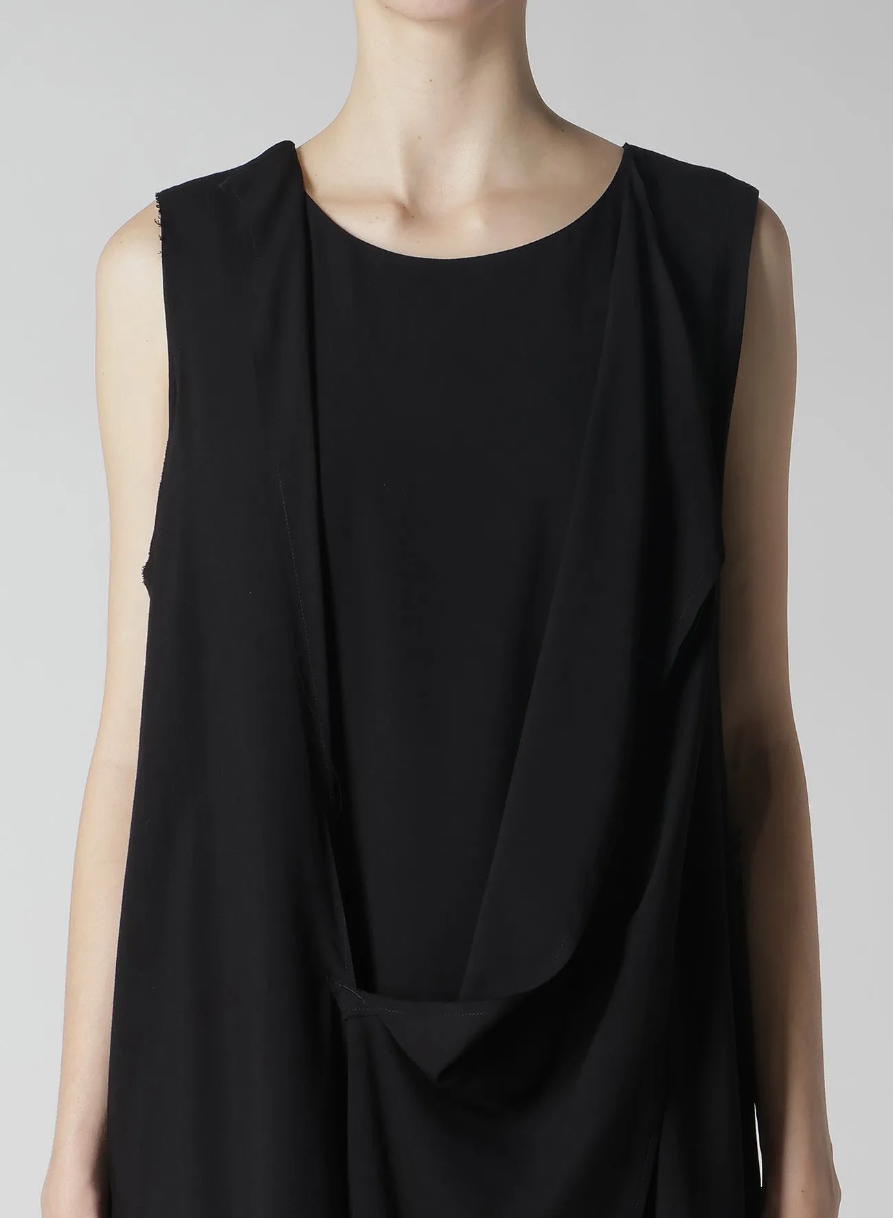 RAYON CAMBRIC FRONT DOUBLE DRAPE BLOUSE