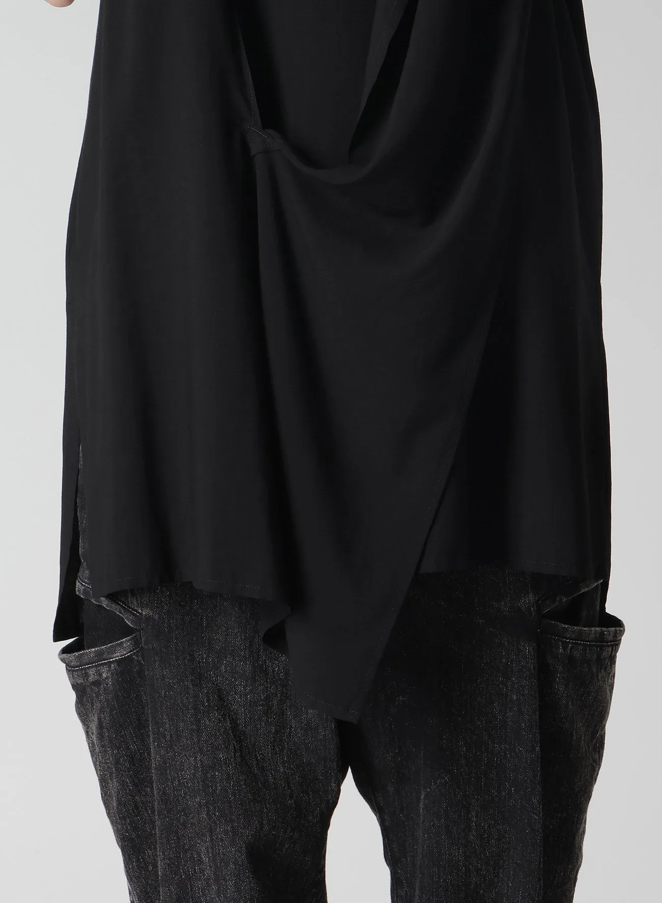 RAYON CAMBRIC FRONT DOUBLE DRAPE BLOUSE