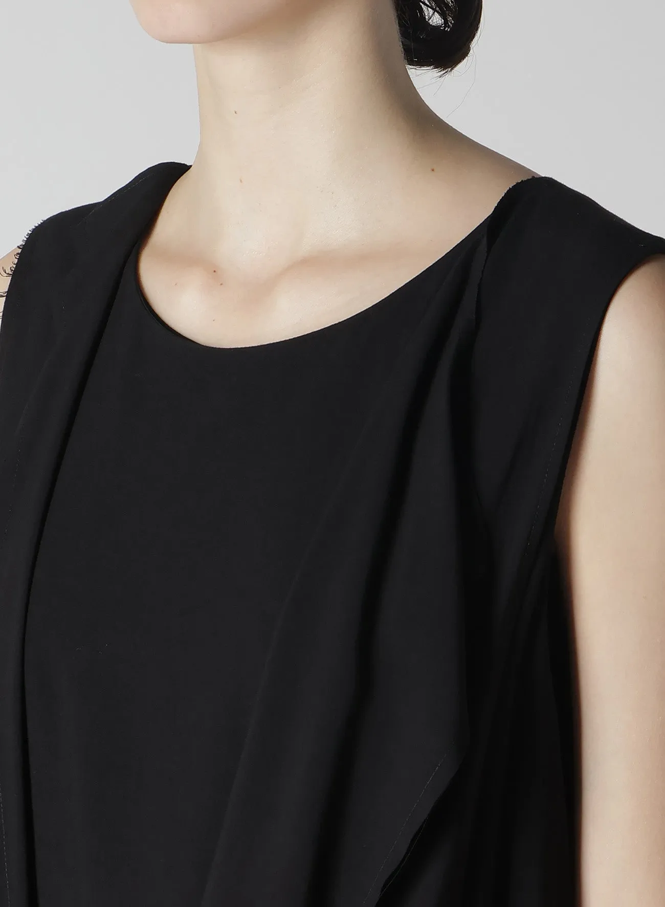 RAYON CAMBRIC FRONT DOUBLE DRAPE BLOUSE