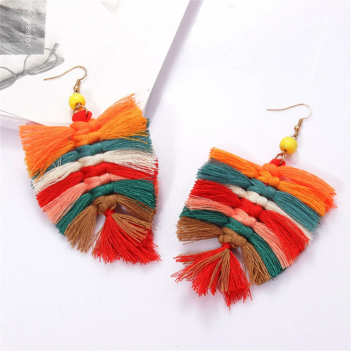 Red & Orange Howlite Palm Leaf Drop Earrings