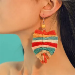 Red & Orange Howlite Palm Leaf Drop Earrings