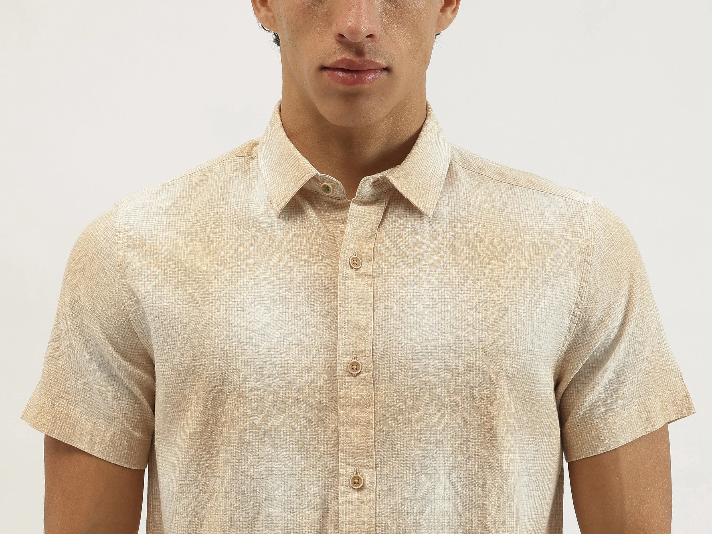 Regular Fit Spread Collar Checkered Shirt