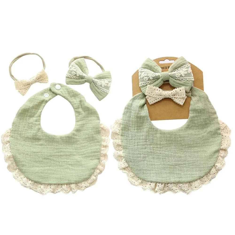 Retro Baby Bib & Bow Set