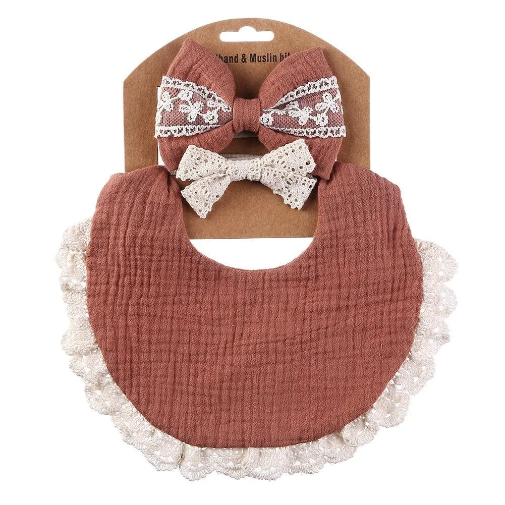 Retro Baby Bib & Bow Set