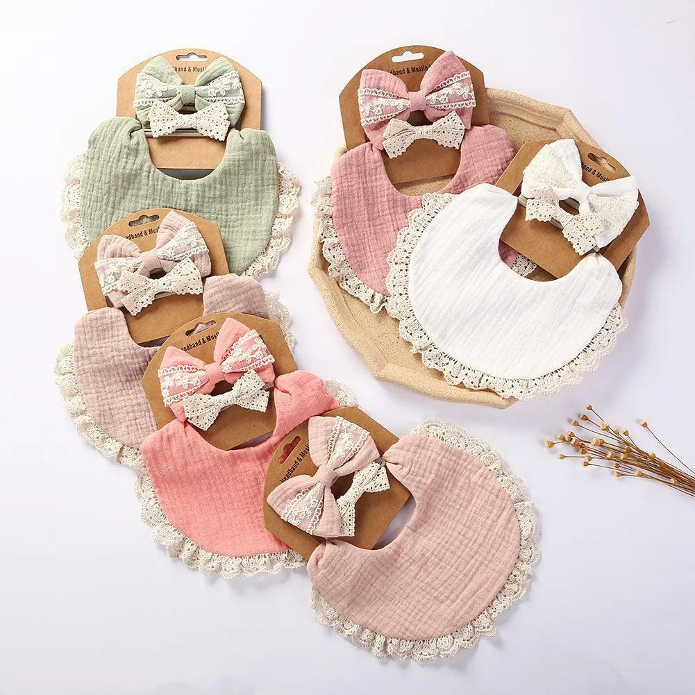 Retro Baby Bib & Bow Set