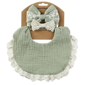 Retro Baby Bib & Bow Set