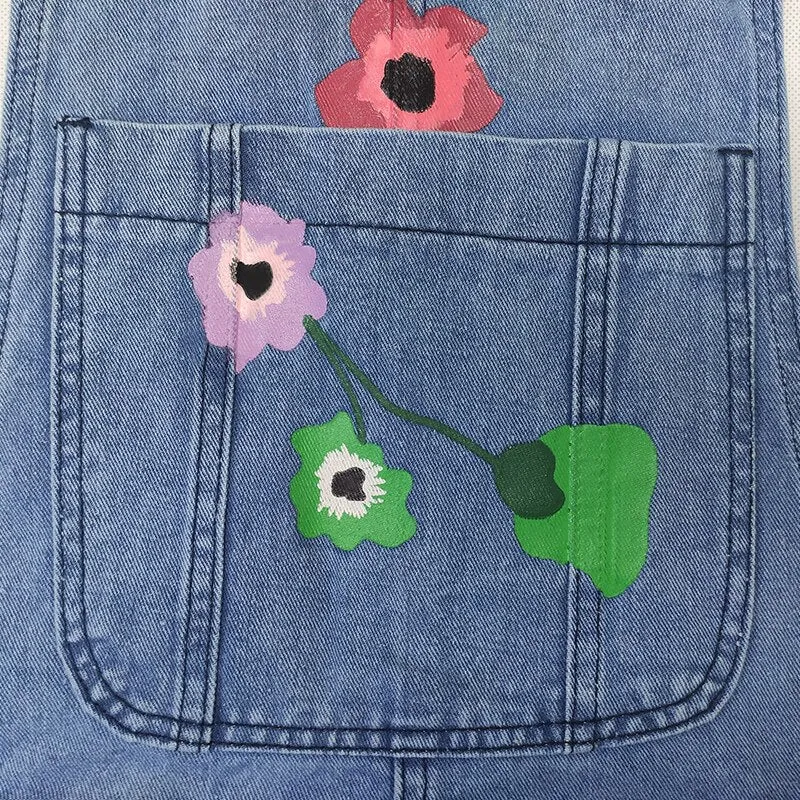 Retro Denim Flower Power Dungarees