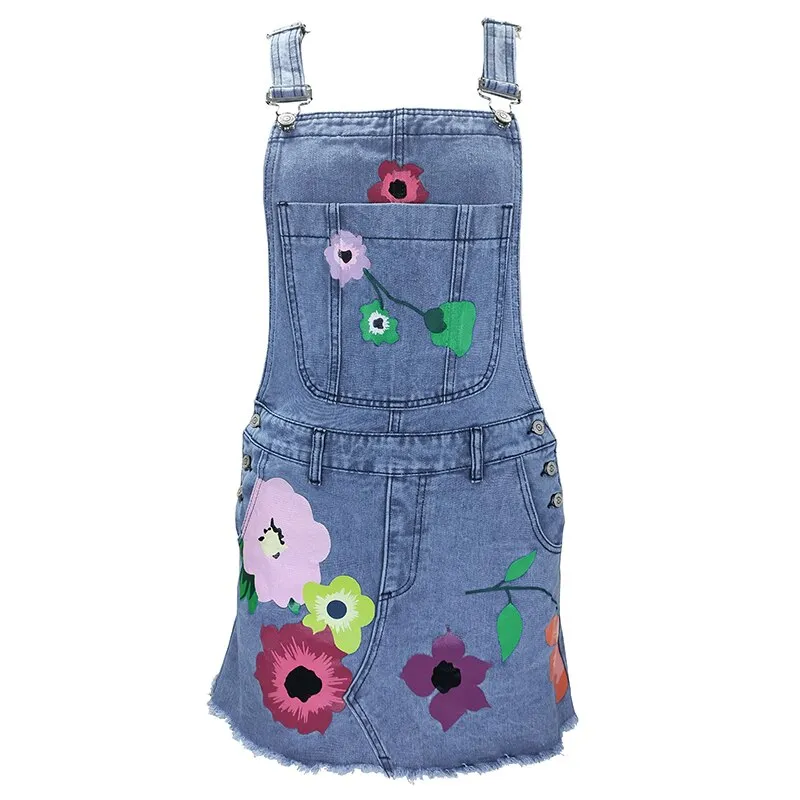 Retro Denim Flower Power Dungarees