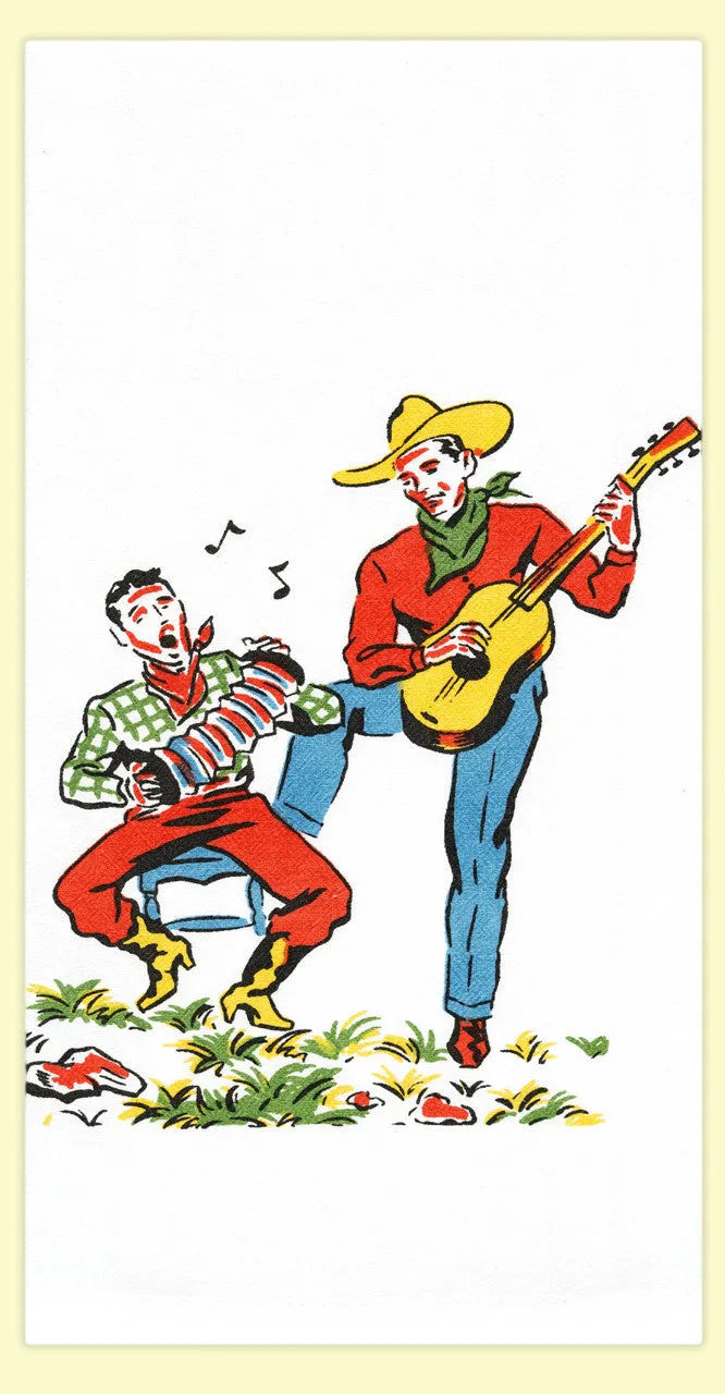 Retro Kitchen Towel - Singing Cowboys