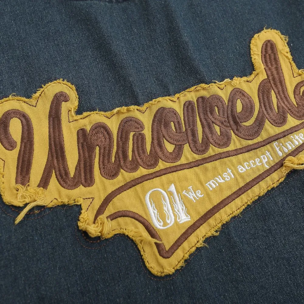 Retro Patch Embroidered Washed T-shirt