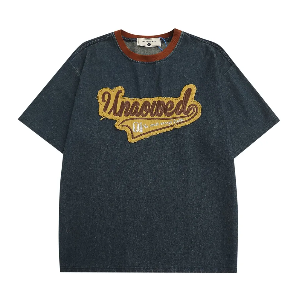 Retro Patch Embroidered Washed T-shirt