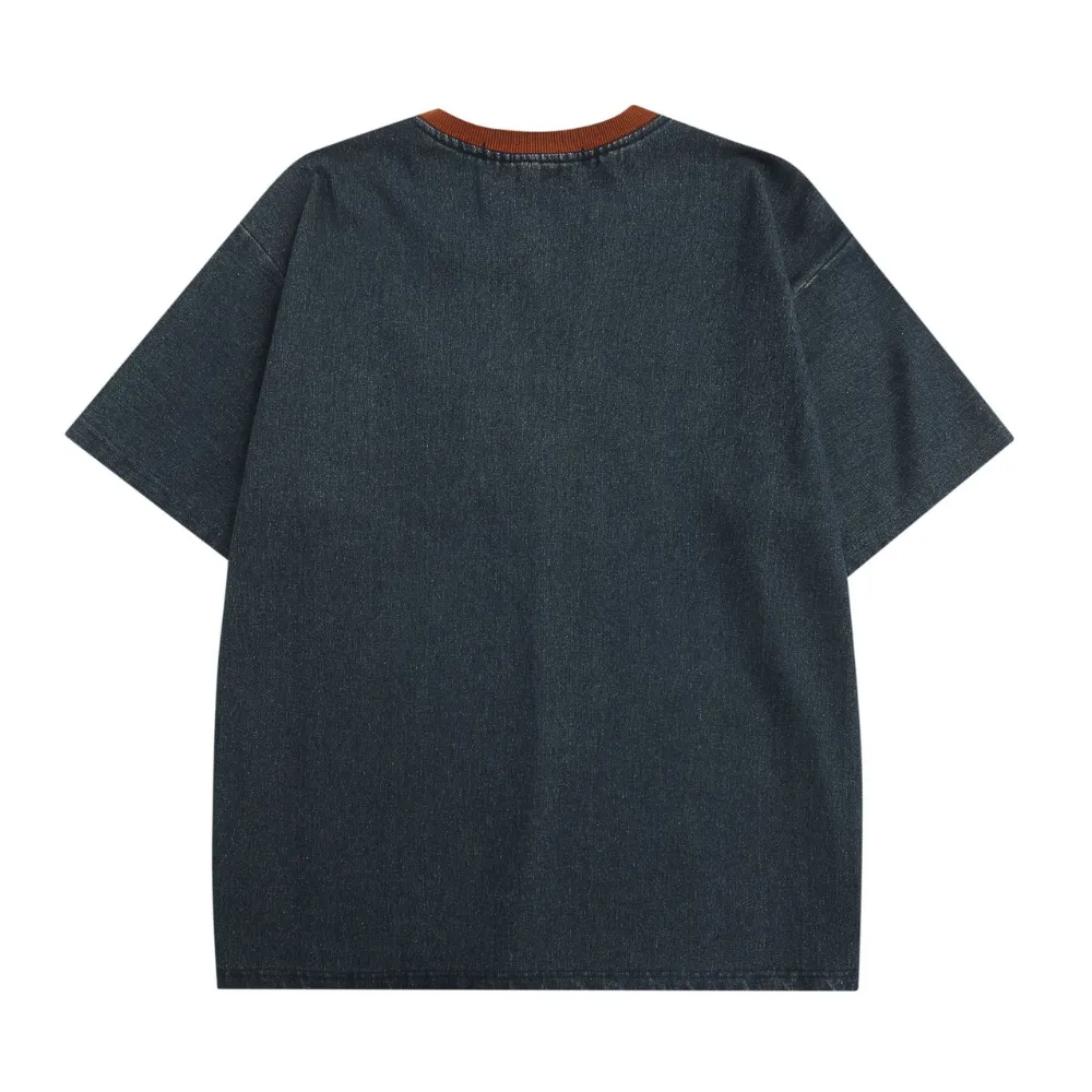 Retro Patch Embroidered Washed T-shirt