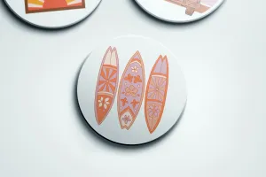Retro Surfboard Stone Coasters - Set of 4 | Good Vibrations Collection