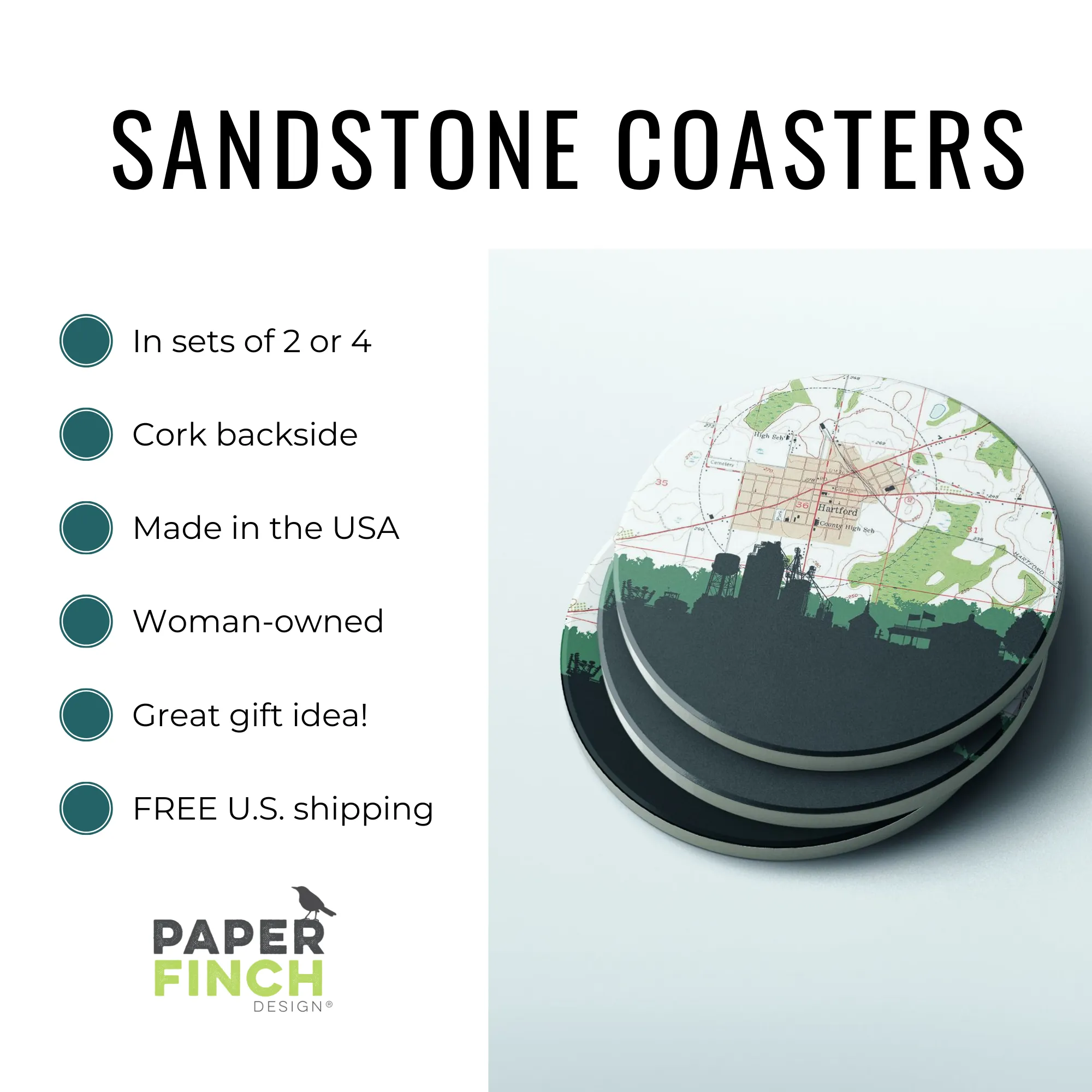 Retro Surfboard Stone Coasters - Set of 4 | Good Vibrations Collection