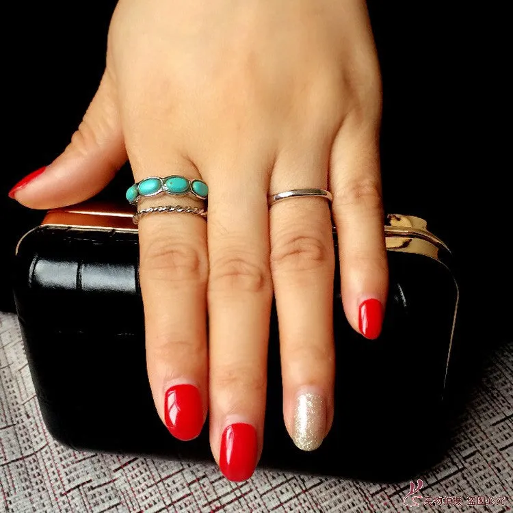 Ring Finger Set Ethnic Wind Carved Diamond Retro Gemstone Ring Seven-piece Set