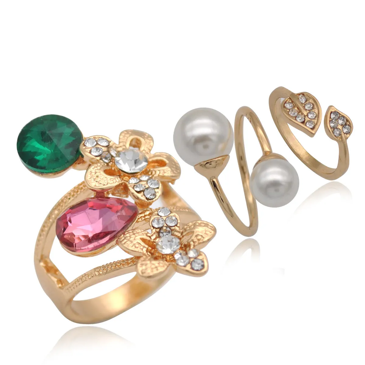 Ring Finger Set Ethnic Wind Carved Diamond Retro Gemstone Ring Seven-piece Set