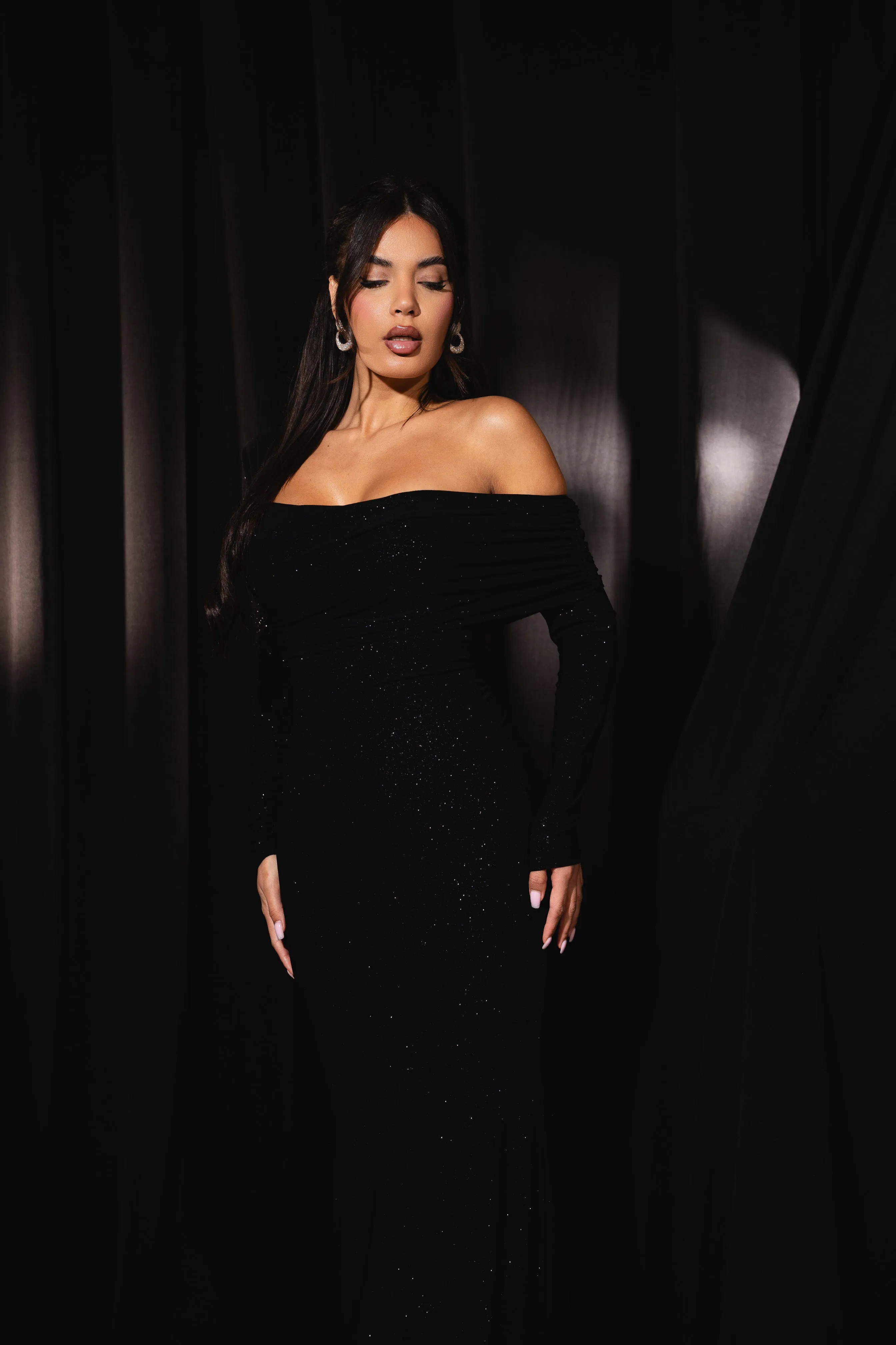 Rita Black Glitter Dress