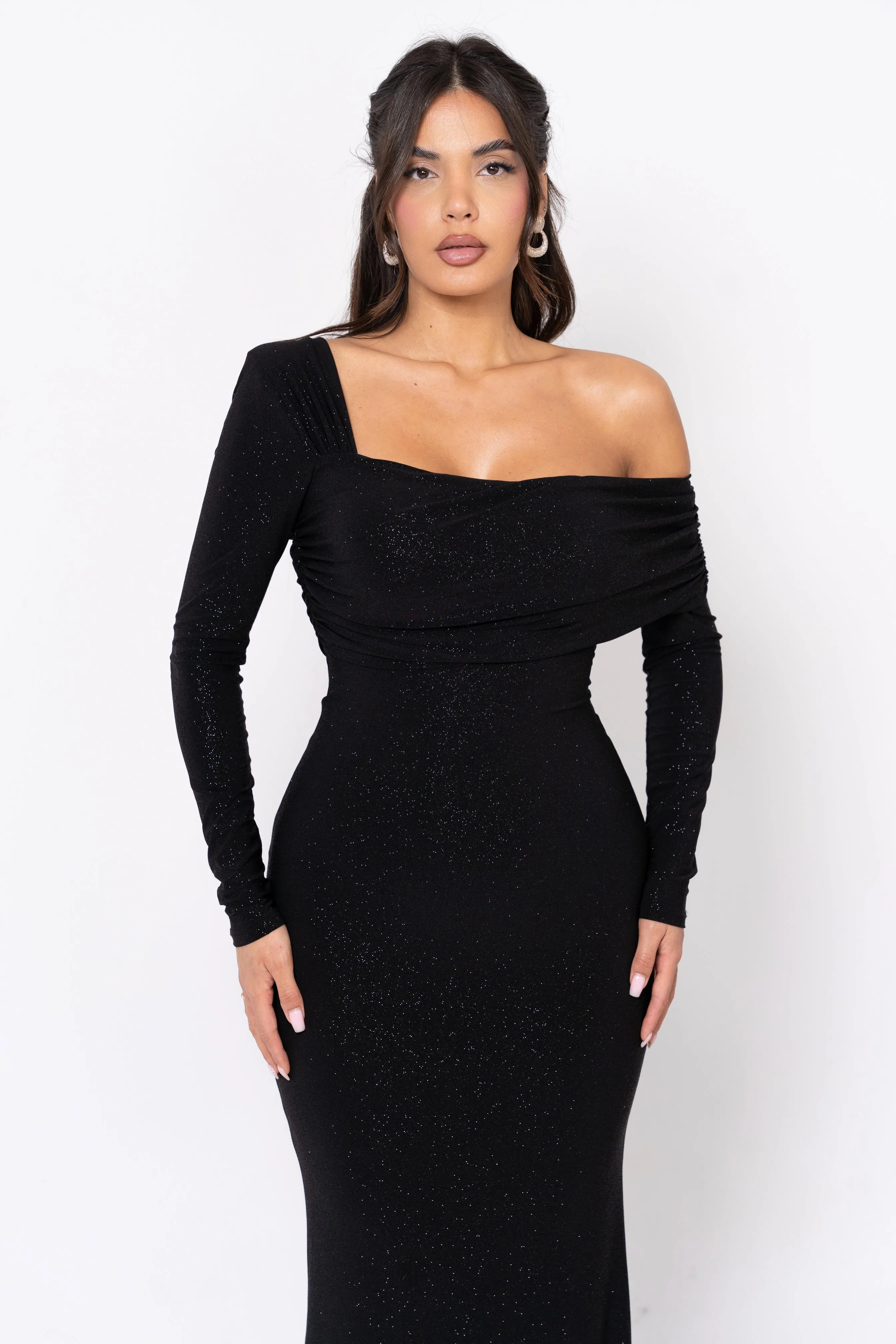 Rita Black Glitter Dress