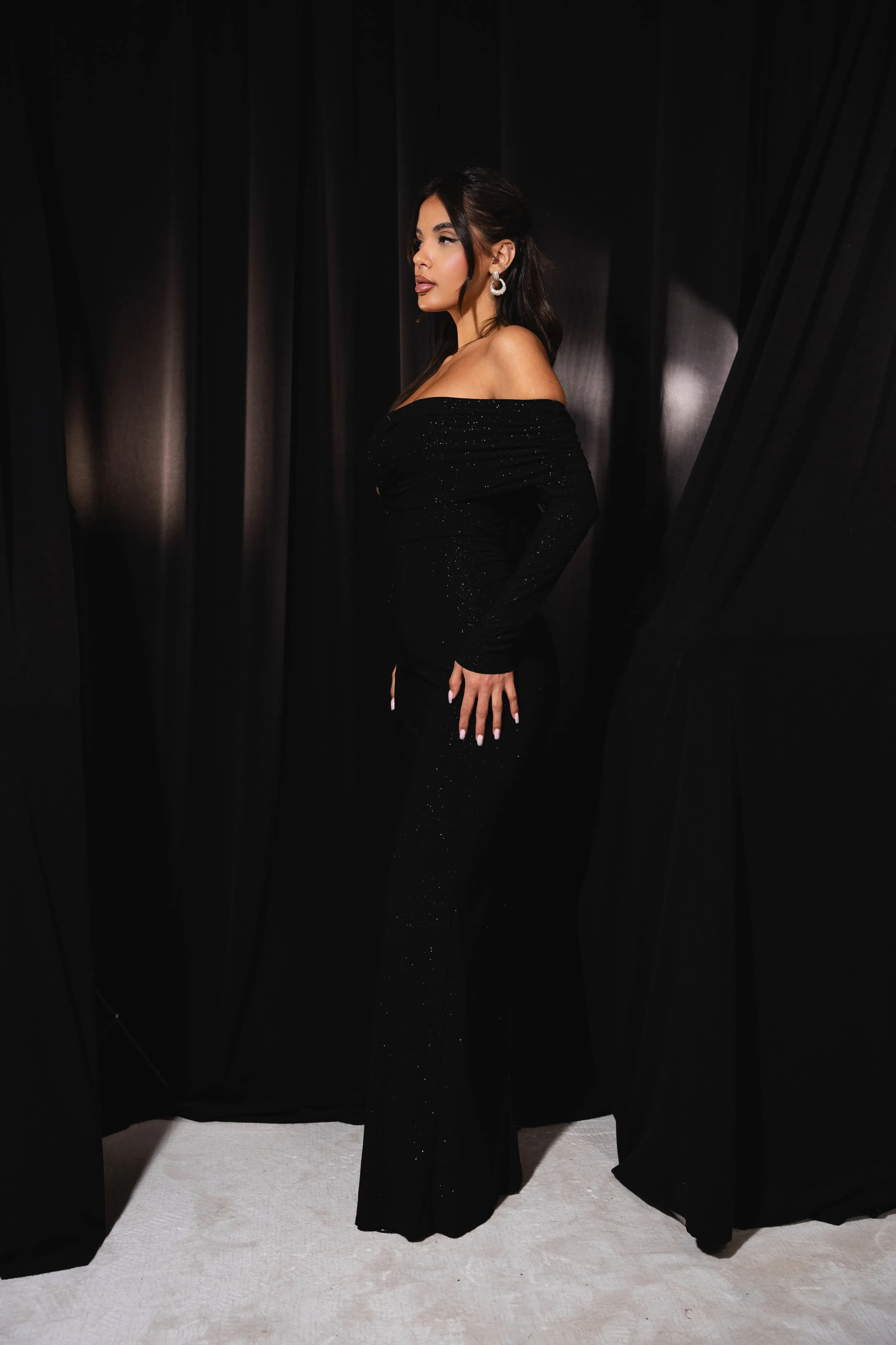 Rita Black Glitter Dress
