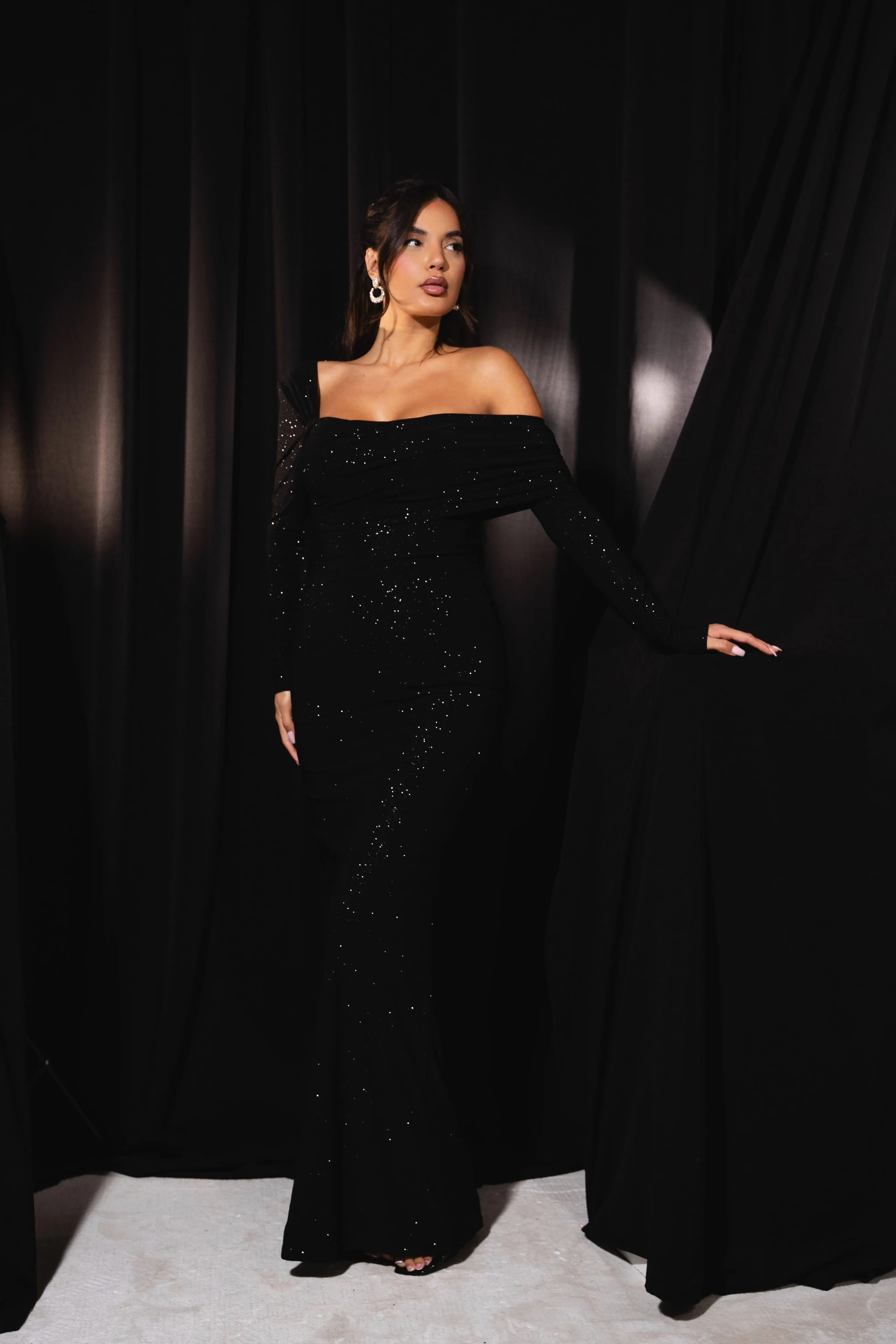 Rita Black Glitter Dress