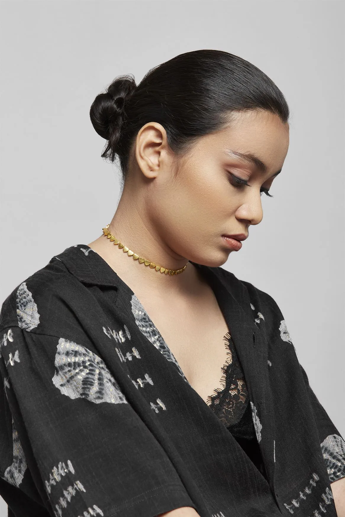 Roma Narsinghani Black Meena Choker Choker The piece is set in brass, hand enameled with 18KT gold finesse. Each piece is unique and handcrafted by our artisans. RNLOVE12
