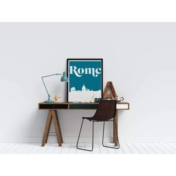 Rome, Italy retro inspired city skyline