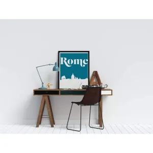 Rome, Italy retro inspired city skyline