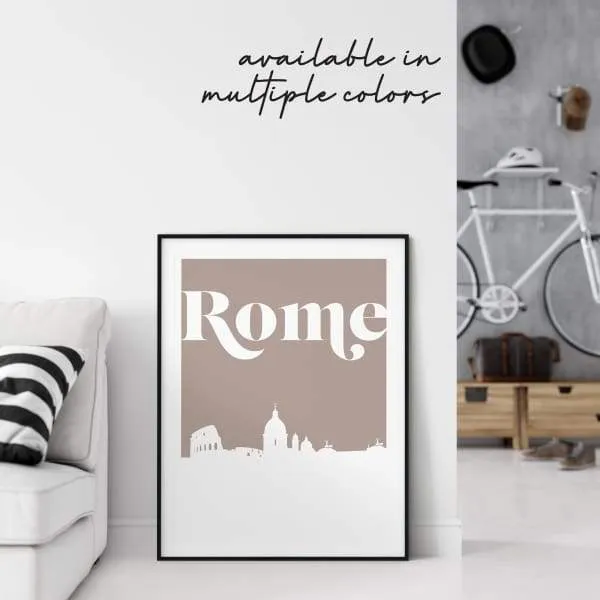Rome, Italy retro inspired city skyline