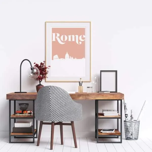 Rome, Italy retro inspired city skyline