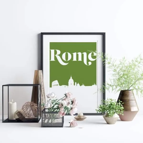 Rome, Italy retro inspired city skyline
