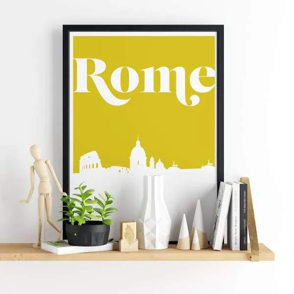 Rome, Italy retro inspired city skyline