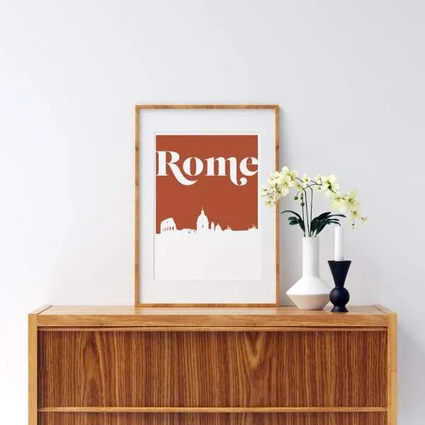Rome, Italy retro inspired city skyline