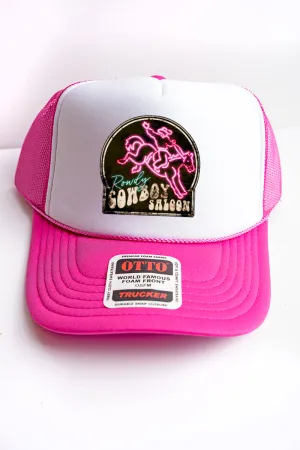 Rowdy Cowboy Saloon Hot Pink with White Foam Front Trucker Hat