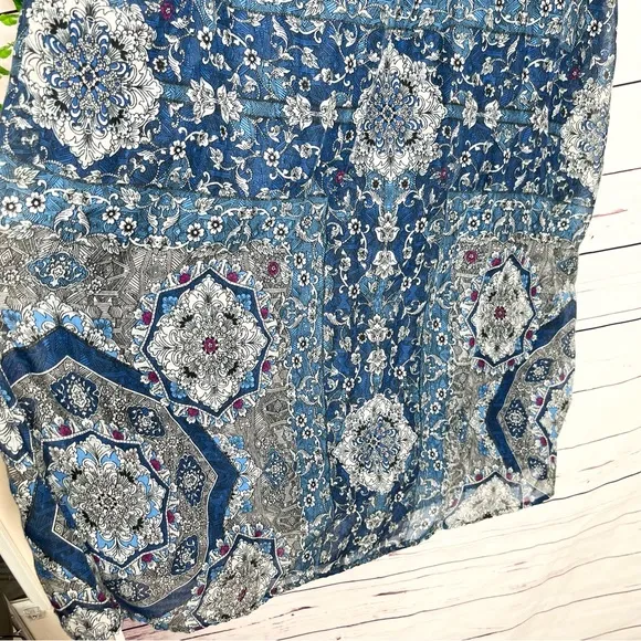 Roxy Super Nova Strapless Blue Print Maxi Dress Size Small
