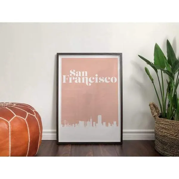 San Francisco, California retro inspired city skyline