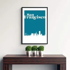San Francisco, California retro inspired city skyline