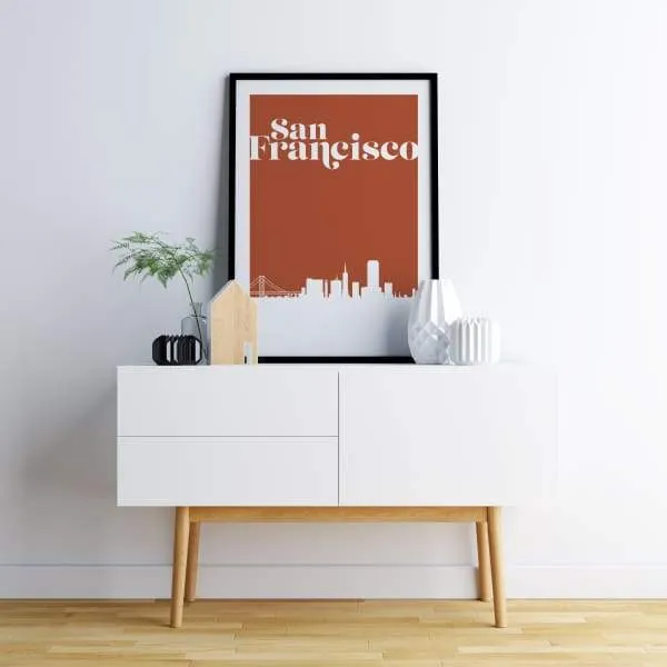 San Francisco, California retro inspired city skyline