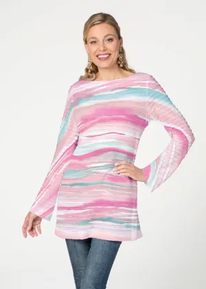 Sand Dunes Pink (16250) ~ Banded Boatneck Tunic