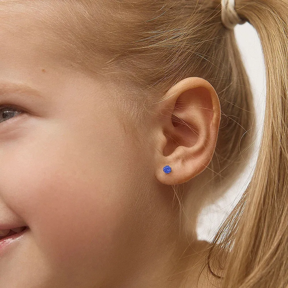 Sapphire Prong Set Little Girl's Stud Earring