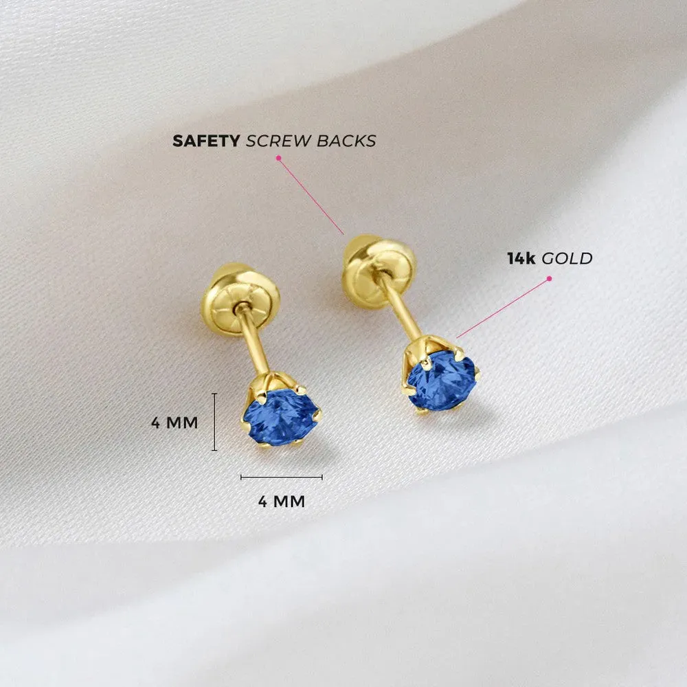 Sapphire Prong Set Little Girl's Stud Earring