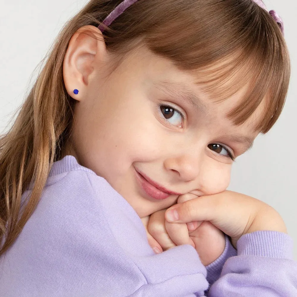 Sapphire Prong Set Little Girl's Stud Earring