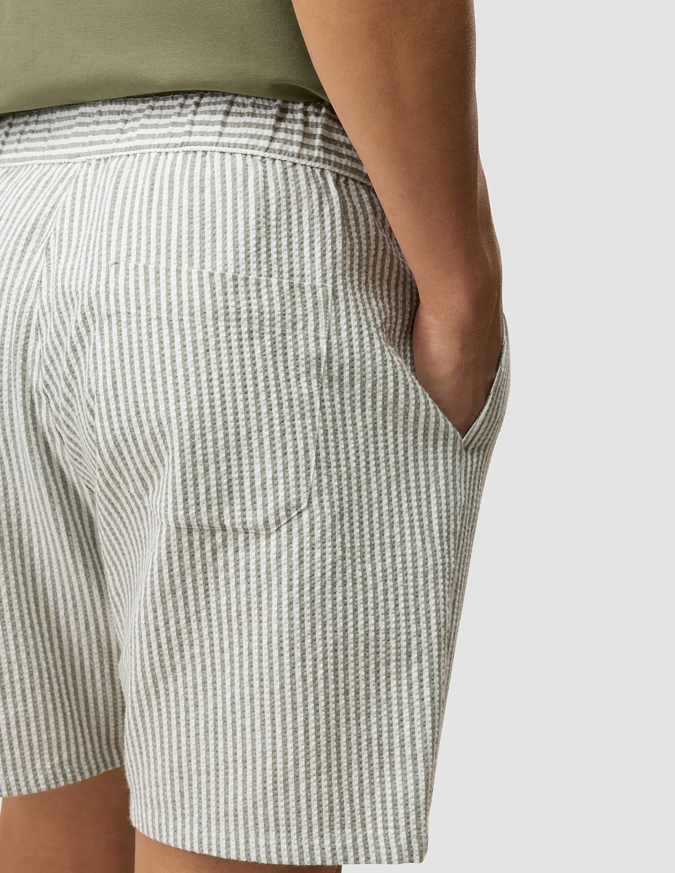 Seersucker Shorts Green Stripes