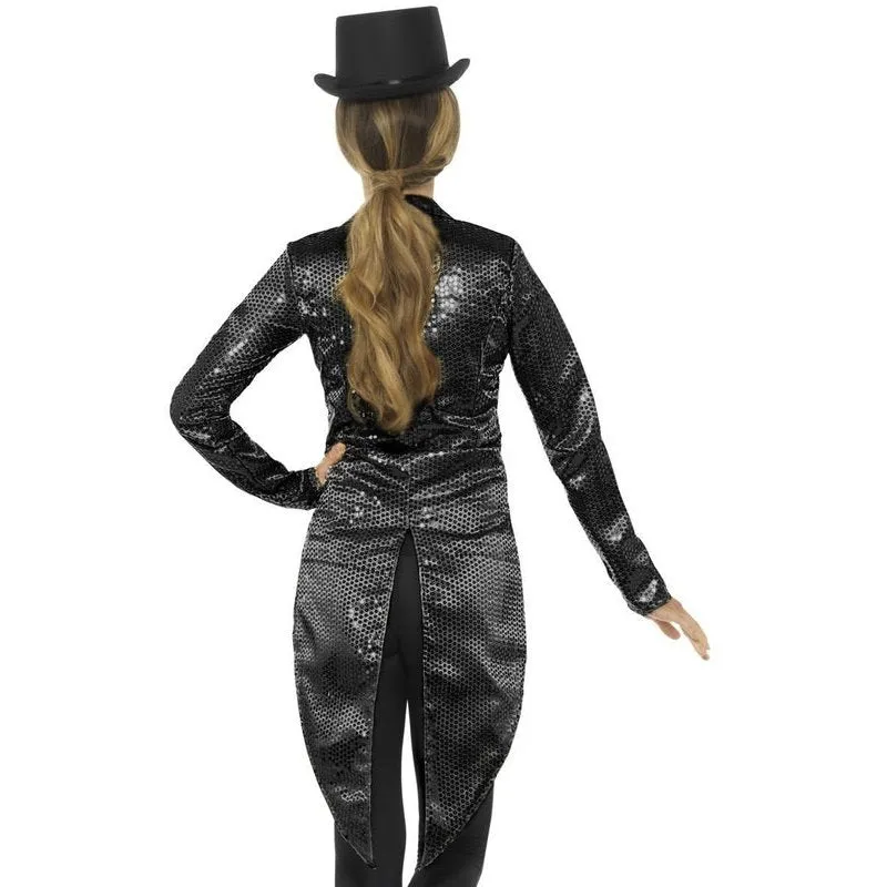 Sequin Tailcoat Jacket, Ladies, Black