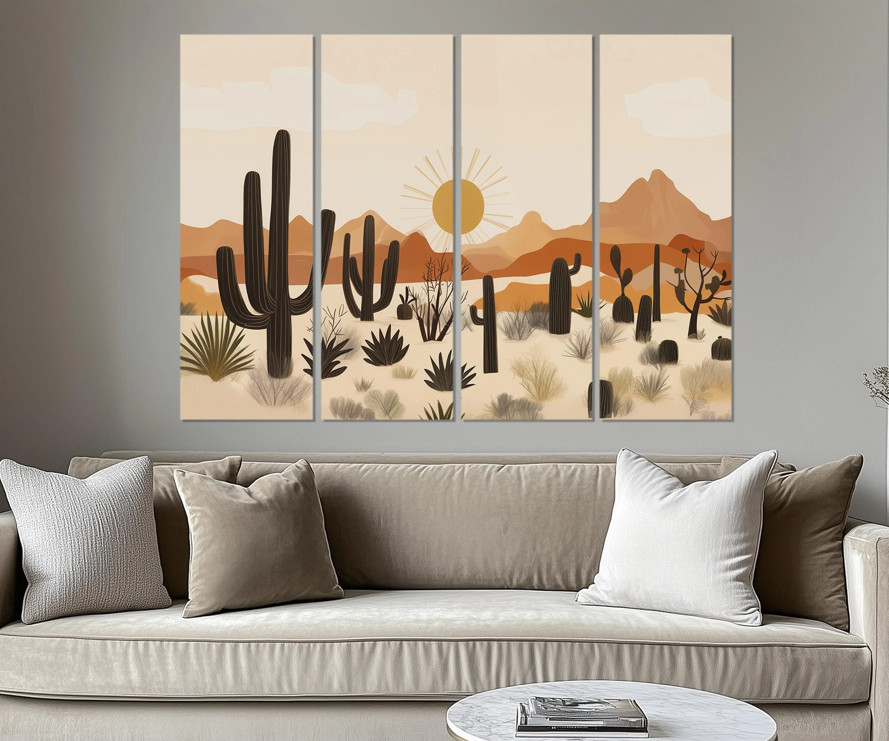 Set of 5 Panel Mid Century Modern Desert Wall Art
