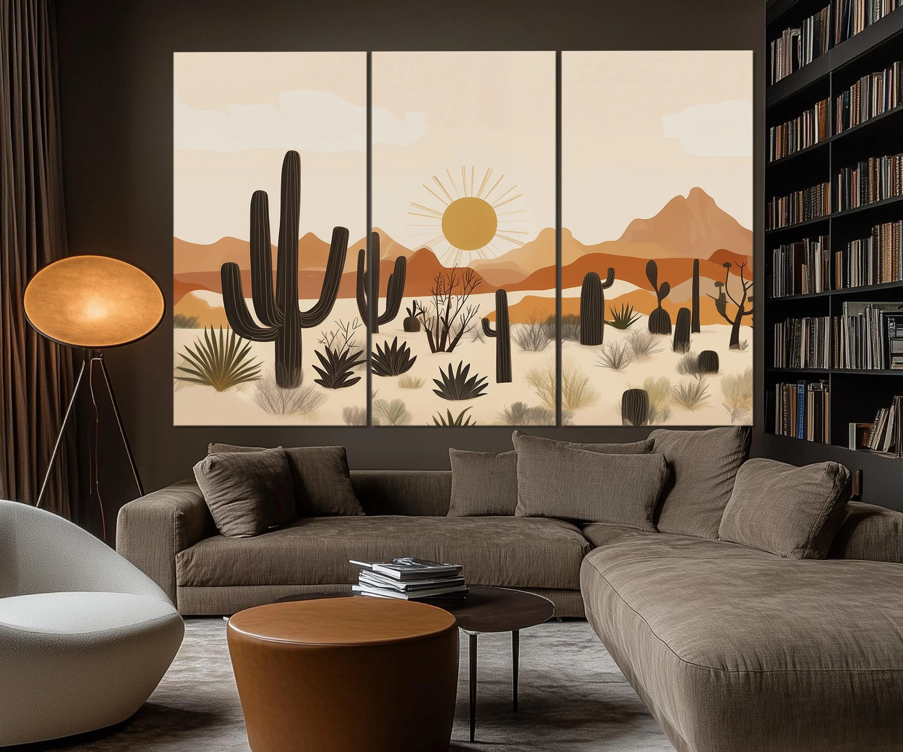 Set of 5 Panel Mid Century Modern Desert Wall Art