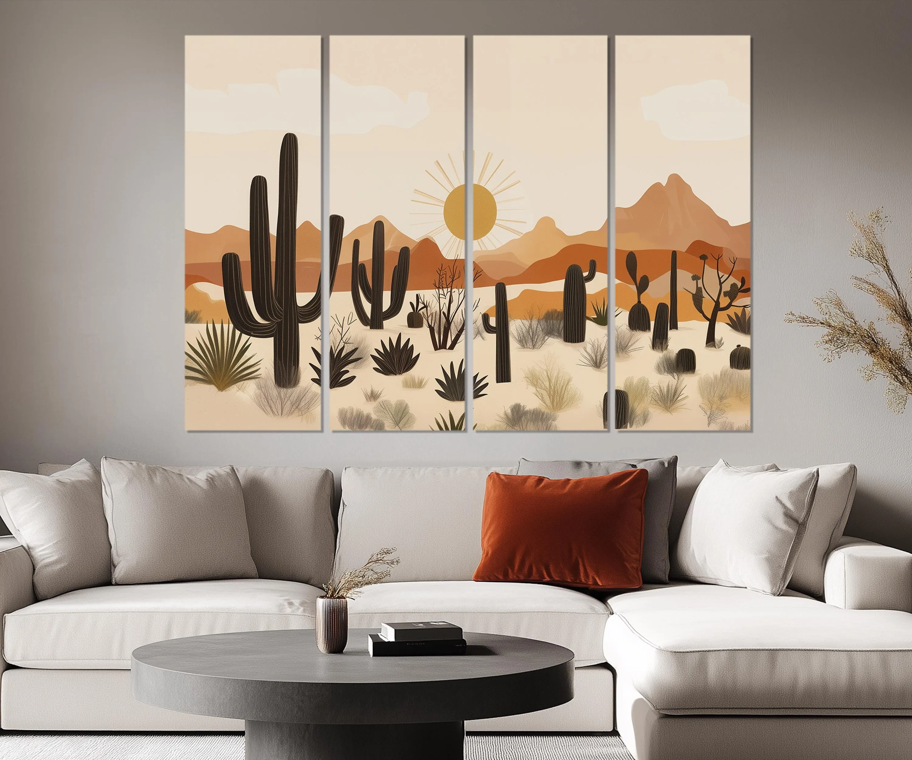 Set of 5 Panel Mid Century Modern Desert Wall Art
