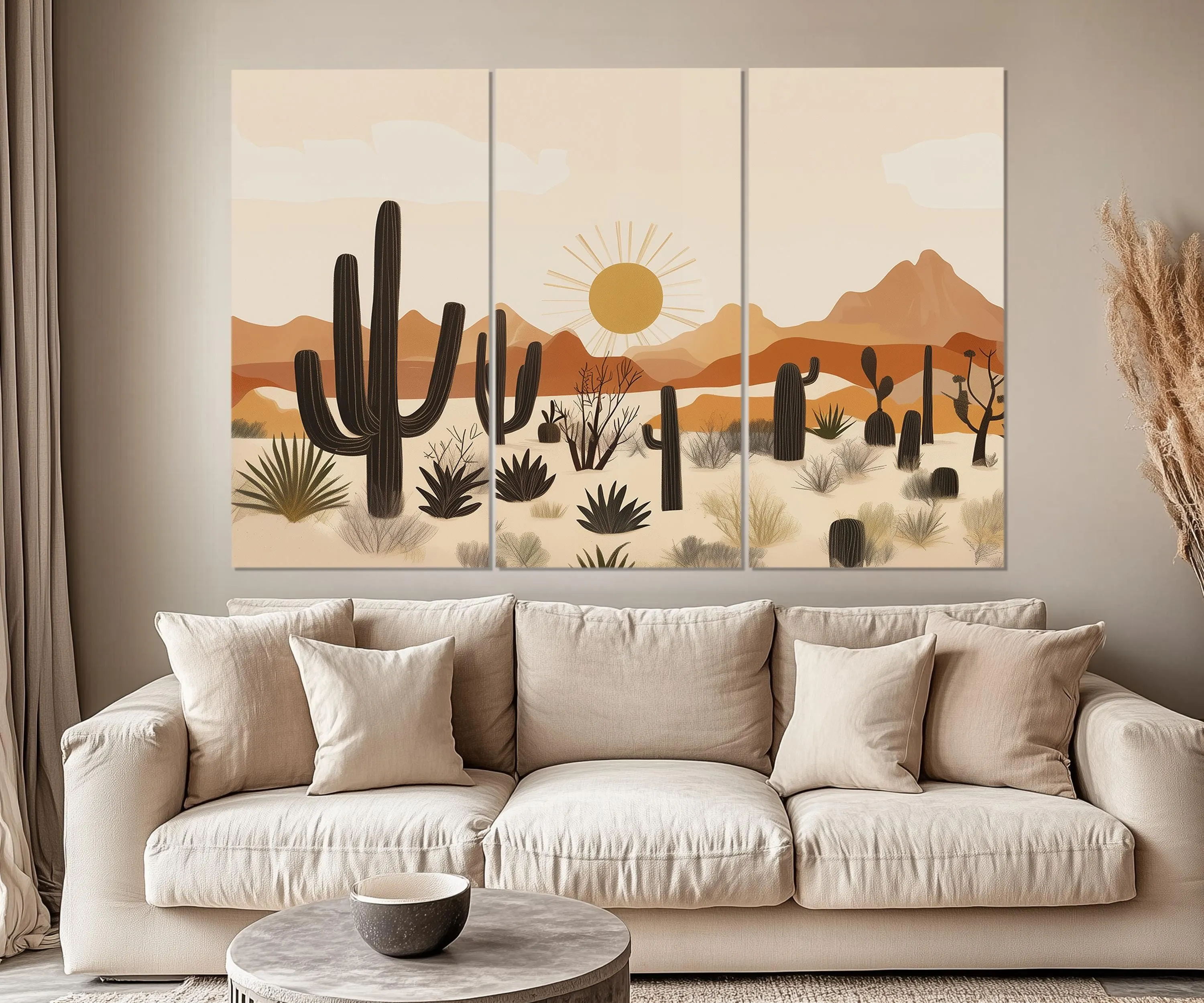 Set of 5 Panel Mid Century Modern Desert Wall Art