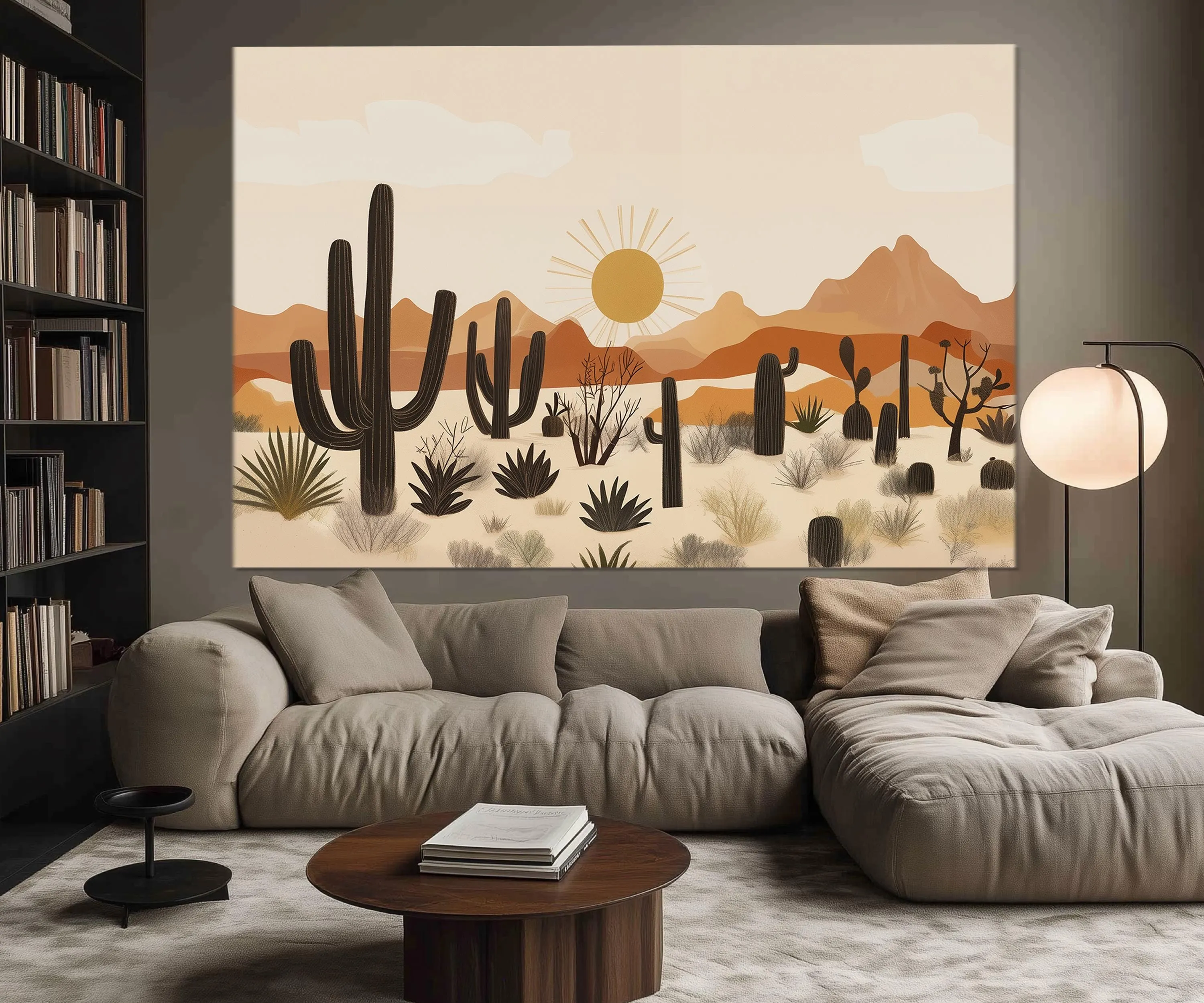 Set of 5 Panel Mid Century Modern Desert Wall Art
